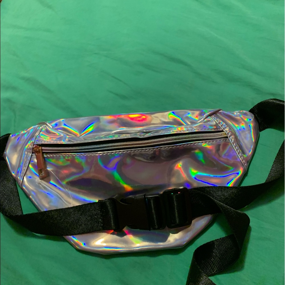 Shiny silver fannypack